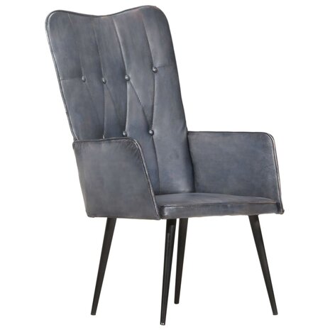 Fauteuil echt leer grijs 1