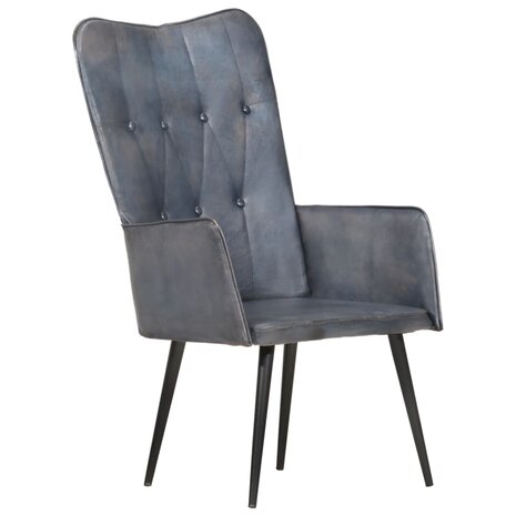 Fauteuil echt leer grijs 11