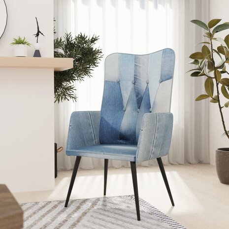 Fauteuil canvas denim patchwork 1