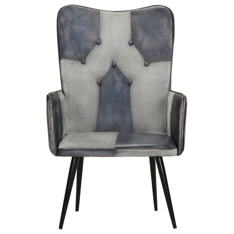 Fauteuil echt leer grijs 3