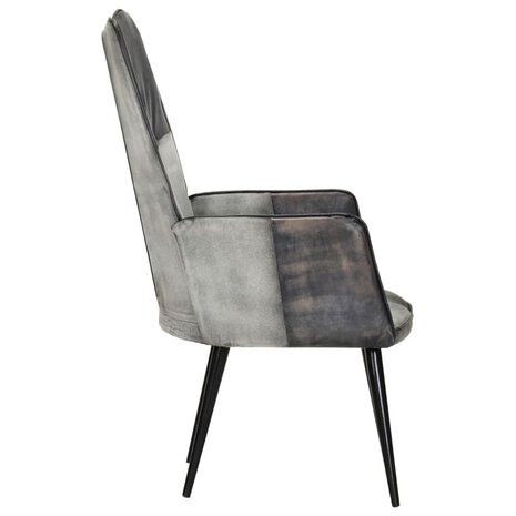 Fauteuil echt leer grijs 4