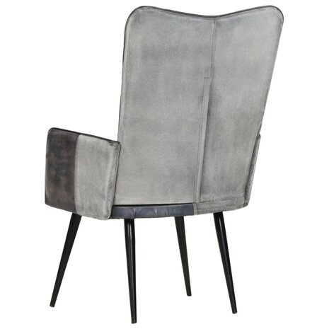 Fauteuil echt leer grijs 5