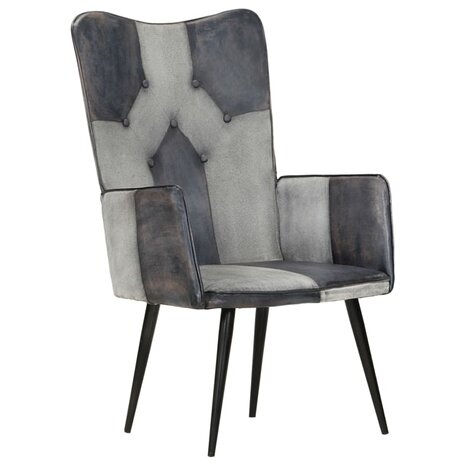 Fauteuil echt leer grijs 11