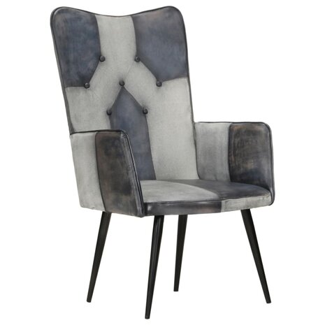 Fauteuil echt leer grijs 12