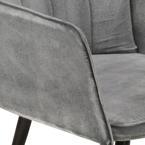 Fauteuil met voetenbank vintage stijl canvas grijs 6