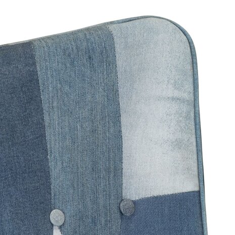 Fauteuil met voetensteun patchwork canvas blauw denim 5