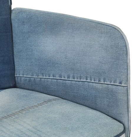 Fauteuil met voetensteun patchwork canvas blauw denim 6