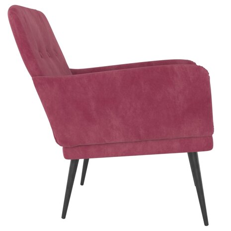 Fauteuil 62x79x79 cm fluweel wijnrood 4