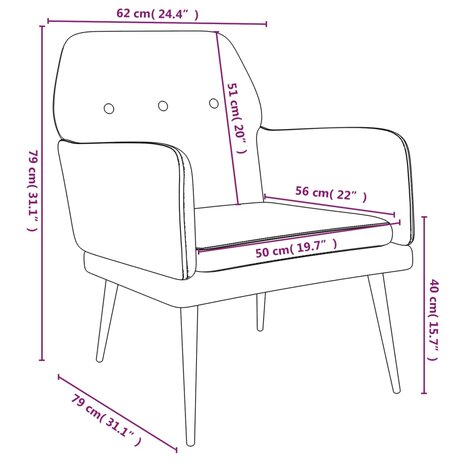 Fauteuil 62x79x79 cm fluweel geel 8