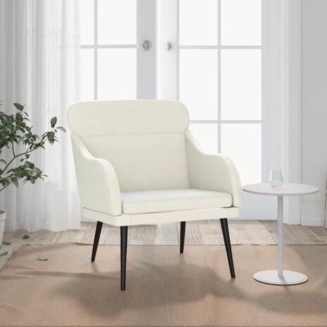 Fauteuil 63x76x80 cm fluweel crèmekleurig 1