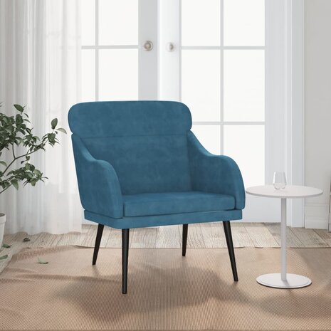 Fauteuil 63x76x80 cm fluweel blauw 1