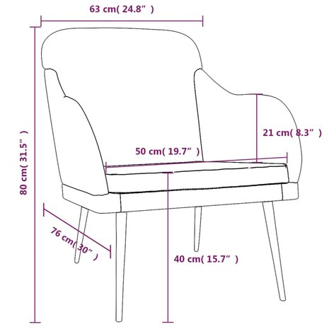 Fauteuil 63x76x80 cm fluweel donkergrijs 8