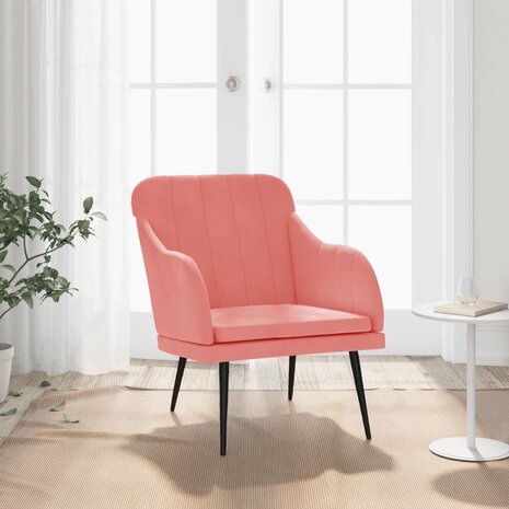 Fauteuil 63x76x80 cm fluweel roze 1