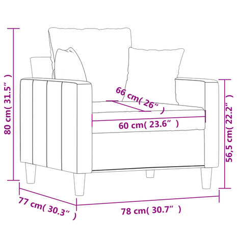 Fauteuil 60 cm fluweel geel 9