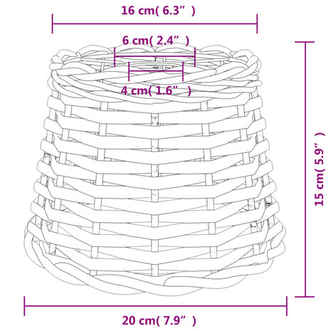 Plafondlampenkap Ø20x15 cm wicker wit 6