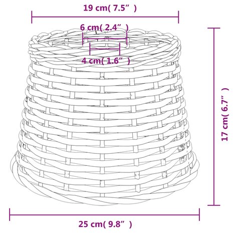 Plafondlampenkap Ø25x17 cm wicker wit 6