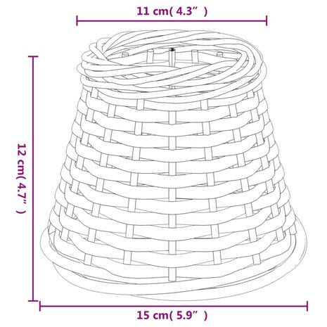 Lampenkap Ø15x12 cm wicker wit 6