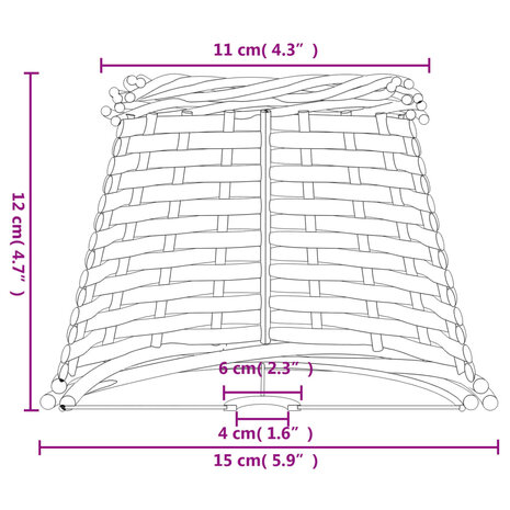 Lampenkap Ø15x12 cm wicker wit 7