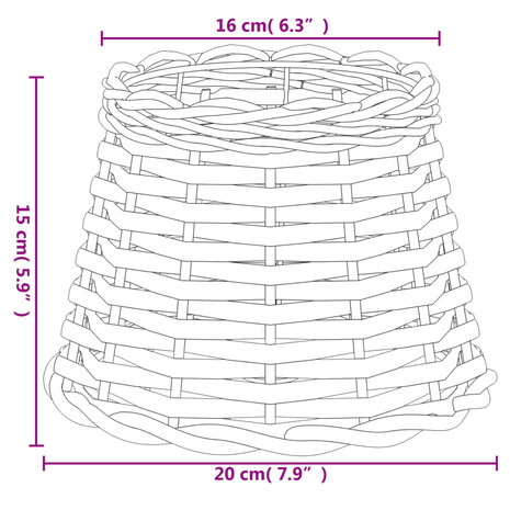 Lampenkap Ø20x15 cm wicker wit 6