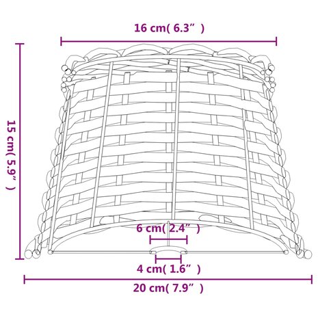 Lampenkap Ø20x15 cm wicker wit 7