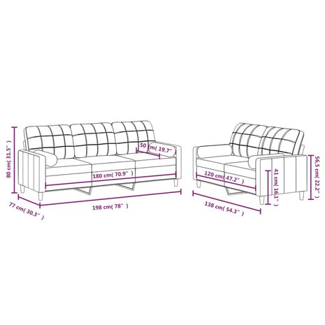 2-delige Loungeset met kussens stof bruin 8