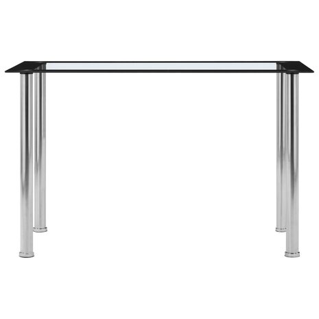 Eettafel 120x60x75 cm gehard glas zwart en transparant 2