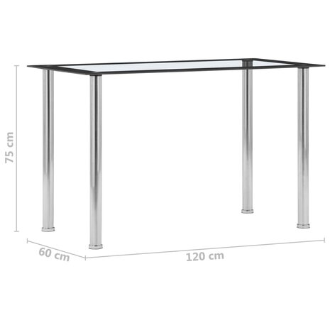 Eettafel 120x60x75 cm gehard glas zwart en transparant 5