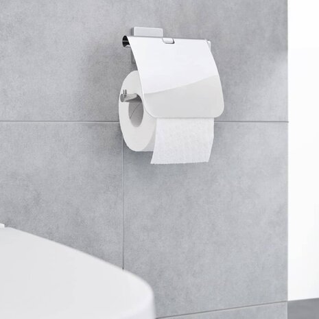 Kleine Wolke Toiletrolhouder met deksel Luno zilverkleurig 1