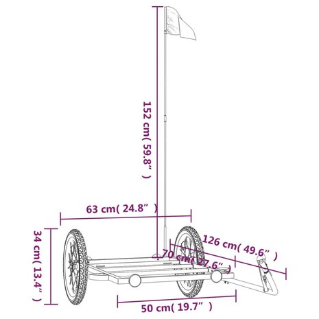 Fietstrailer 126x63x34 cm ijzer zwart 10