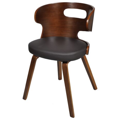 Eetkamerstoelen 4 st gebogen hout en kunstleer bruin 3