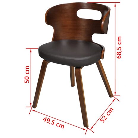 Eetkamerstoelen 4 st gebogen hout en kunstleer bruin 6