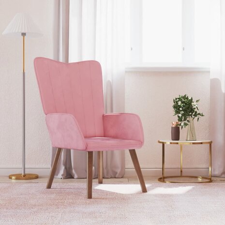 Relaxstoel fluweel roze 1