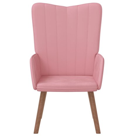 Relaxstoel fluweel roze 3