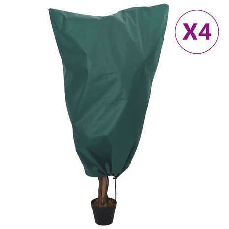 Vlieshoezen voor planten met trekkoord 4 st 70 g/m² 0,8x0,8 m 1