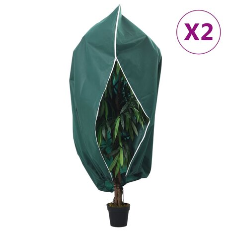 Plantenhoezen met ritssluiting 2 st 70 g/m² 1,2x1,8 m 1