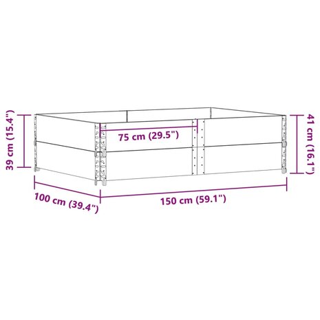 Plantenbak 150x100 cm massief grenenhout zwart 7