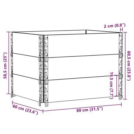 Plantenbak 80x60 cm massief grenenhout 8