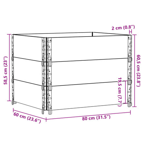 Plantenbak 80x60 cm massief grenenhout zwart 8