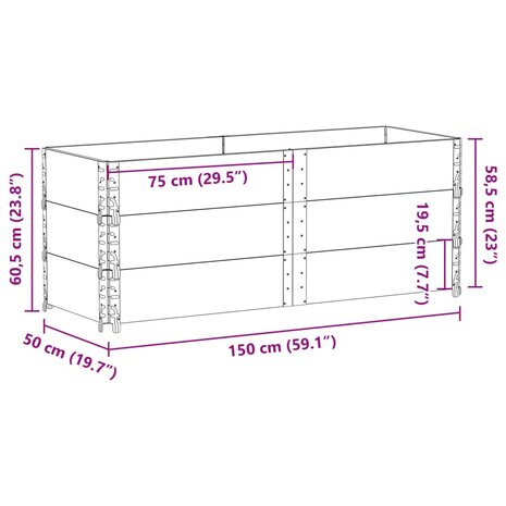 Plantenbak 150x50 cm massief grenenhout 8