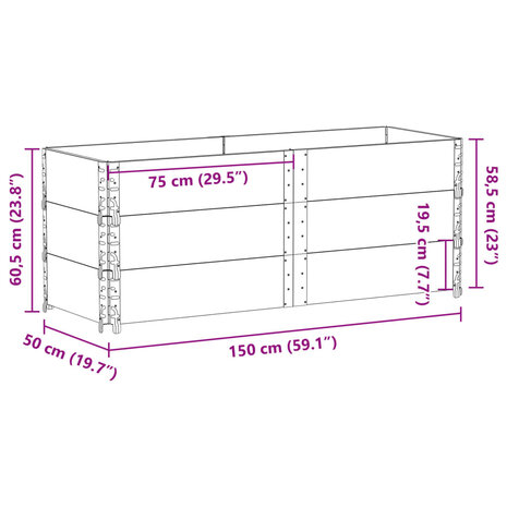 Plantenbak 150x50 cm massief grenenhout grijs 8