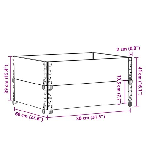 Plantenbak 80x60 cm massief grenenhout grijs 8