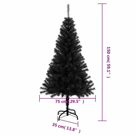 Kunstkerstboom met standaard 150 cm PVC zwart 6