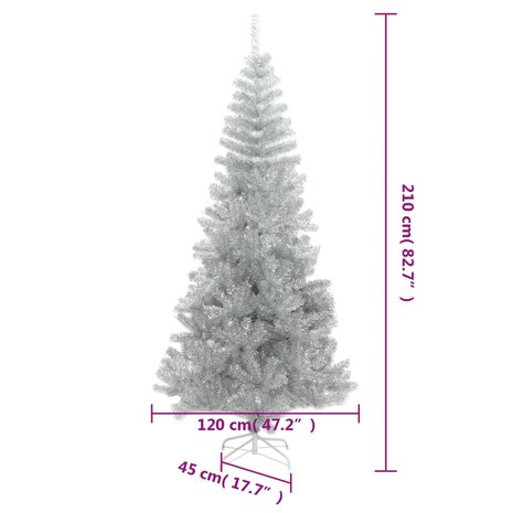 Kunstkerstboom met standaard 210 cm PET zilverkleurig 6