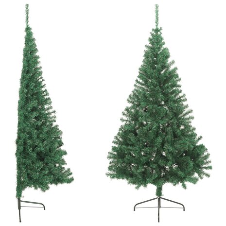 Kunstkerstboom met standaard half 210 cm PVC groen 3