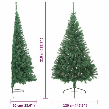 Kunstkerstboom met standaard half 210 cm PVC groen 8