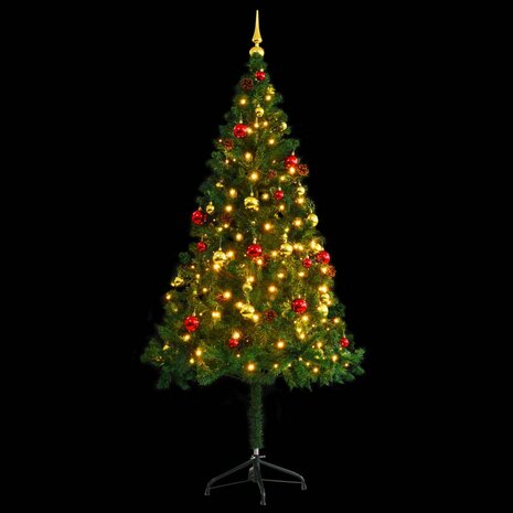 Kunstkerstboom met verlichting en kerstballen 180 cm groen 4