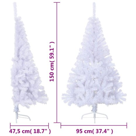 Kunstkerstboom met standaard half 150 cm PVC wit 8