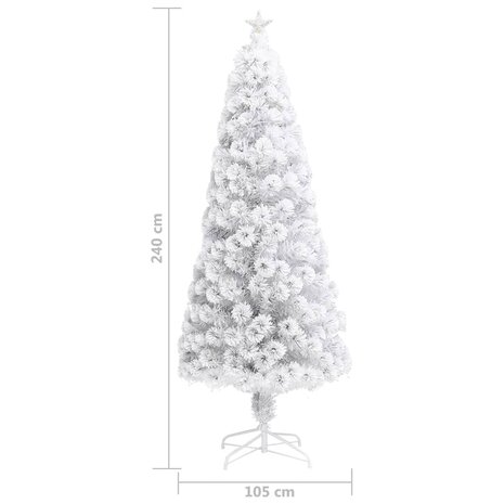 Kunstkerstboom met verlichting 240 cm glasvezel wit 9