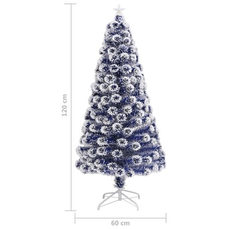 Kunstkerstboom met verlichting 120 cm glasvezel wit en blauw 9