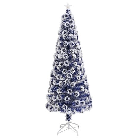 Kunstkerstboom met verlichting 240 cm glasvezel wit en blauw 3